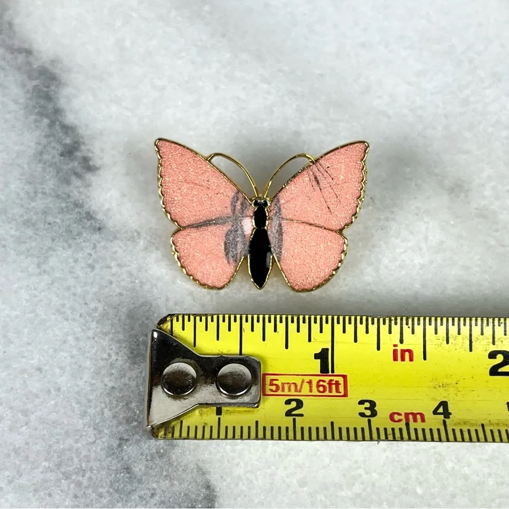 Vintage Pink Enamel Butterfly Brooch - Picture 2 of 10